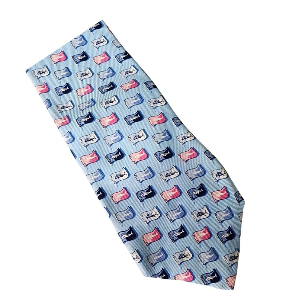 Vineyard Vines Martha's Vineyard Silk Necktie Blue Flags Prep Academia Classic